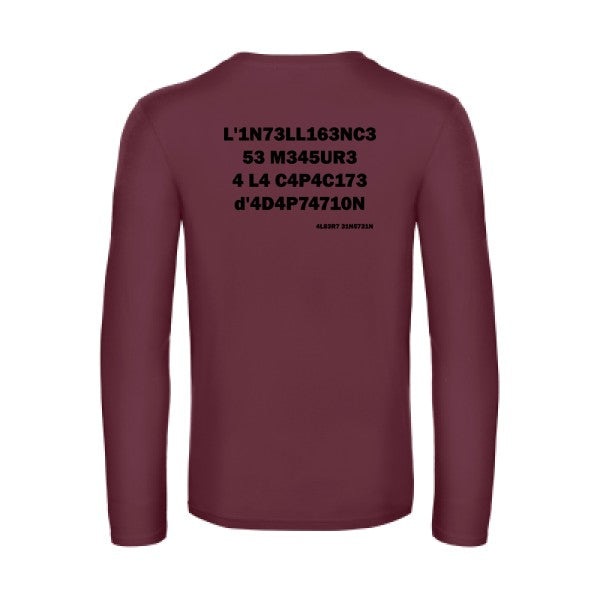 l -intelligence - t shirt- manches- longues- original- humour- Burgundy impression Dos