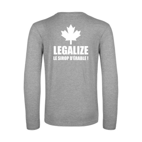 legalize le sirop d erable - t shirt- manches- longues- original- humour- Sport Grey impression Dos
