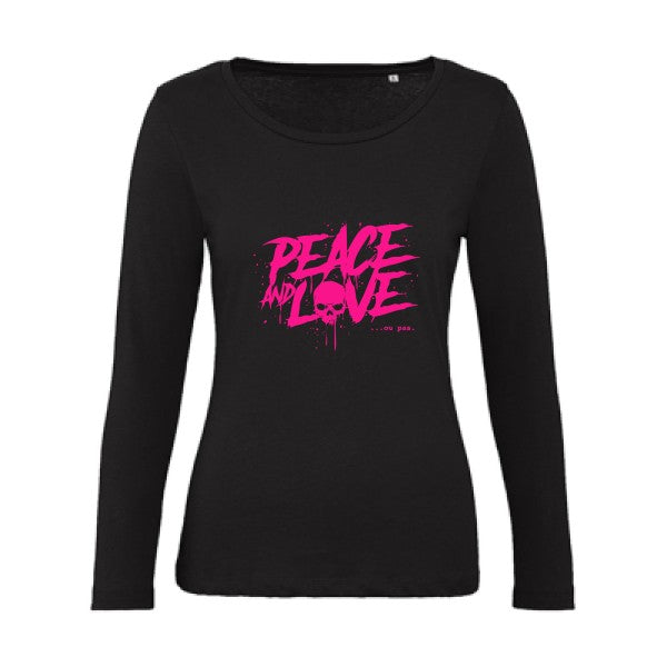 Peace or no peace Rose Fluo |   T shirt manches longues femme|100% bio