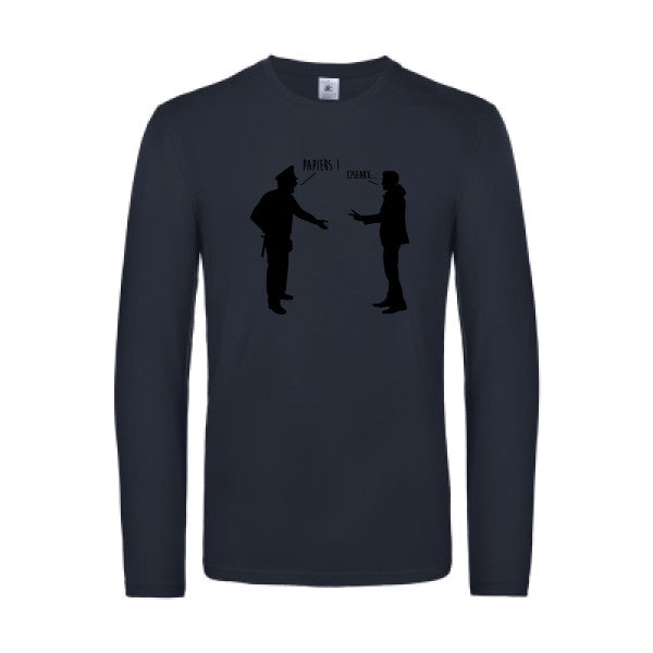 chifoumi - t shirt- manches- longues- original- humour- Navy impression Face