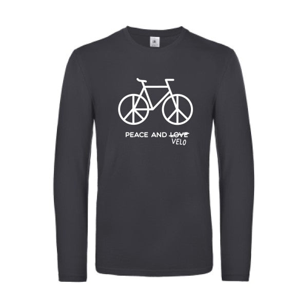 peace and velo - t shirt- manches- longues- original- humour- Dark Grey impression Face