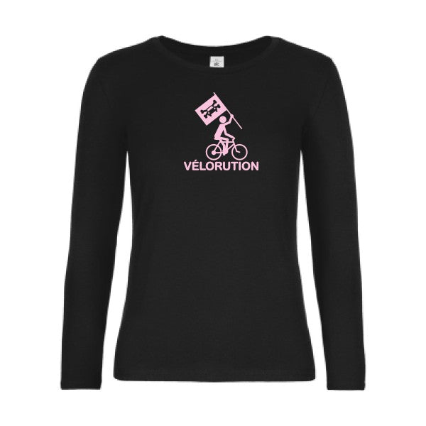 t-shirt lsl femme Velorution Black flex Rose