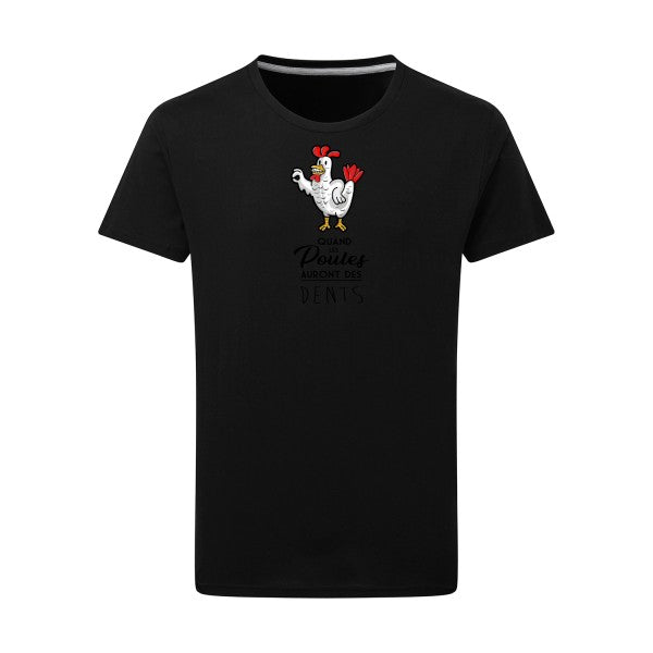 T-shirt homme Quand les poules auront des dents - T-shirt provocateur et amusant Dark Black 2XL