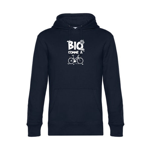 Bio-comme-un-velo sweat shirt original Navy Blue flex Blanc impression Face