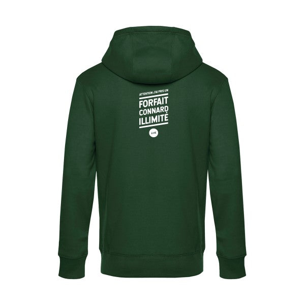 Forfait-connard-illimite sweat shirt original Bottle Green flex Blanc impression Dos