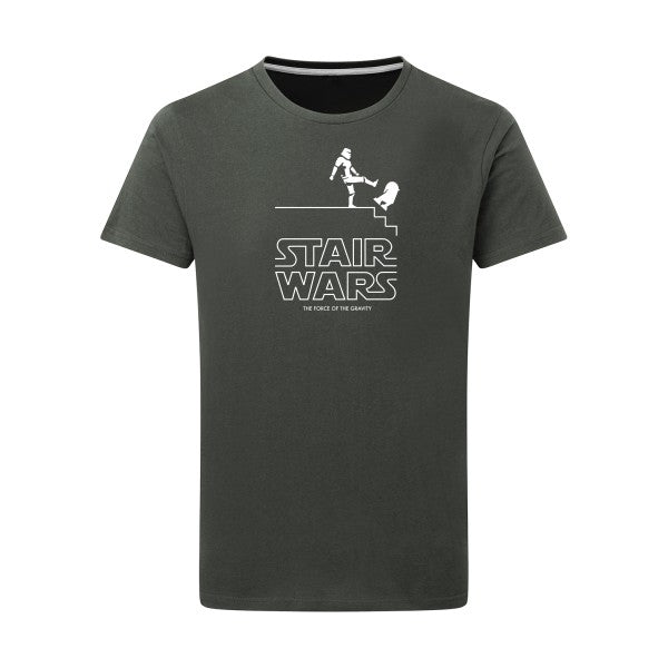 STAIR WARS Blanc -Flex Blanc sur T-shirt SG  Charcoal  5XL