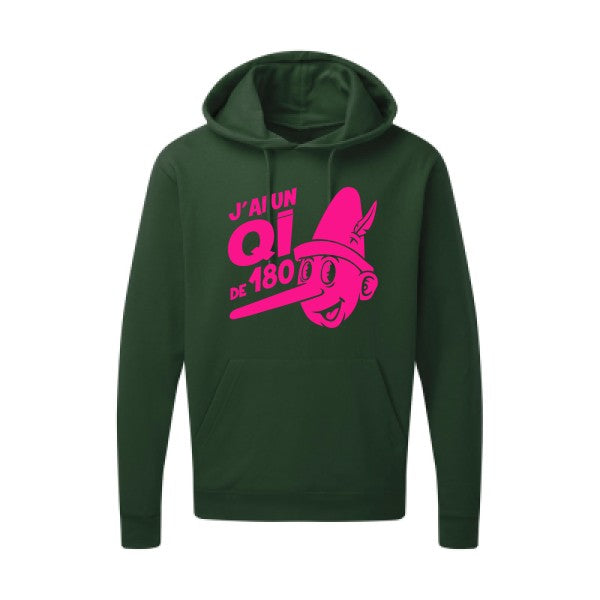 Quotient intellectuel |Sweat  capuche humoristique Rose fluo 