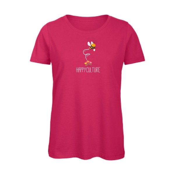 happy- - t-shirt original femme Fuchsia