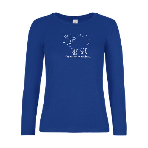 t-shirt lsl femme Dessine-moi-un-mouton Royal Blue flex blanc