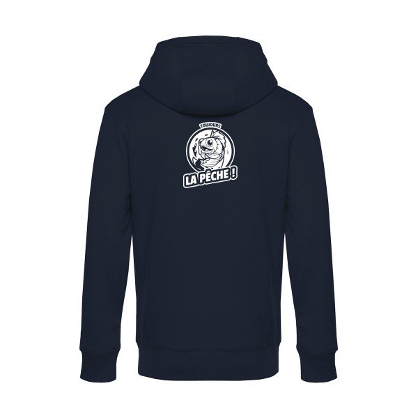 Toujours-la-peche sweat shirt original Navy Blue flex Blanc impression Dos