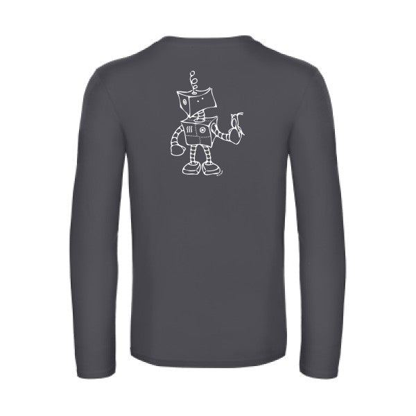 robot & bird - t shirt- manches- longues- original- humour- Dark Grey impression Dos