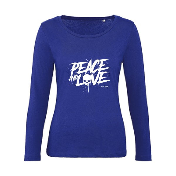 Peace or no peace Blanc |   T shirt manches longues femme|100% bio