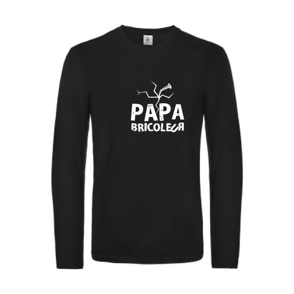 papa bricoleur - t shirt- manches- longues- original- humour- Black impression Face