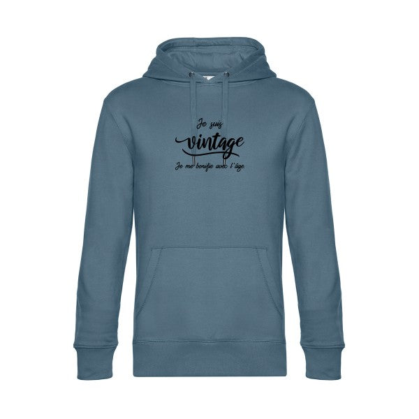 Je-suis-vintage- sweat shirt original nordic blue flex Noir impression Face