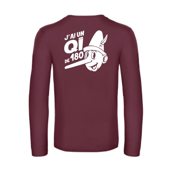 quotient intellectuel - t shirt- manches- longues- original- humour- Burgundy impression Dos