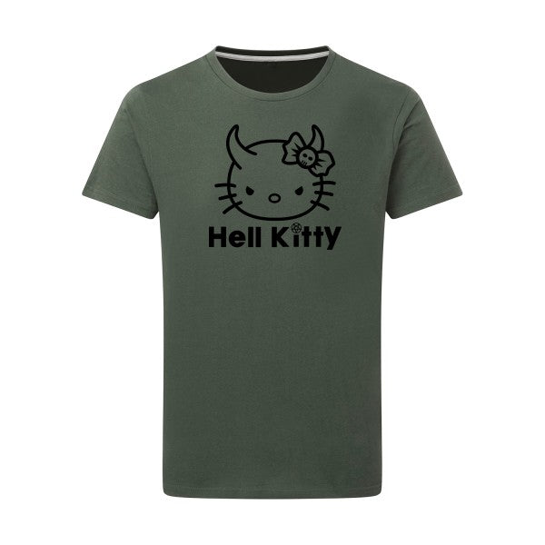 Hell Kitty noir -Flex noir sur T-shirt SG  Thyme  2XL