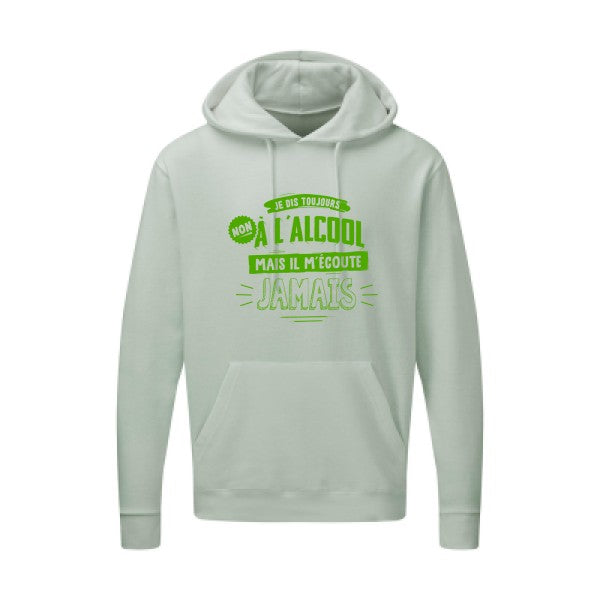 Non à l'alcool  |Sweat  capuche humoristique Vert pomme 