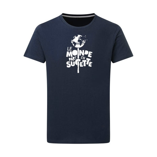 Le Monde part en Sucette - Flex Blanc Tshirt original Denim  XL