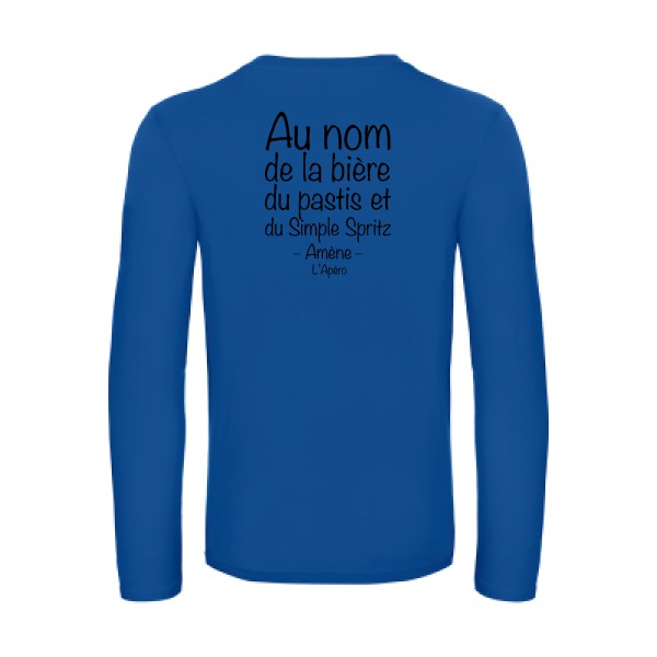 priere de l apero - t shirt- manches- longues- original- humour- Royal Blue impression Dos