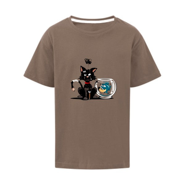 Le piranha et le chat SG - Kids T-shirt enfant Deep Taupe Taille 128 (7-8/L)