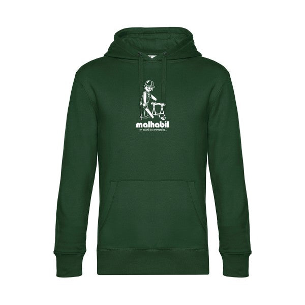 Malhabil... sweat shirt original Bottle Green flex Blanc impression Face