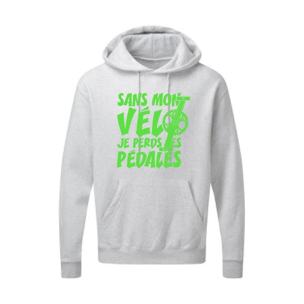 Sans mon vélo, je perds les pédales ! |Sweat  capuche humoristique Vert fluo 