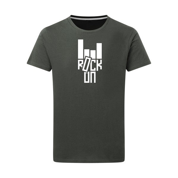 Rock On ! -Flex Blanc sur T-shirt SG  Charcoal  5XL