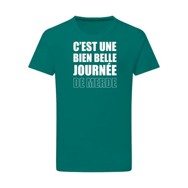 Journée de m... Blanc -Flex Blanc sur T-shirt SG  Emerald Green  2XL