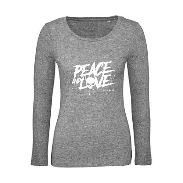 Peace or no peace Blanc |   T shirt manches longues femme|100% bio