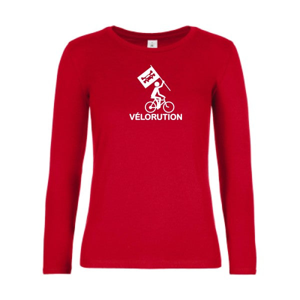 t-shirt lsl femme Velorution Red flex blanc