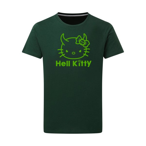 Hell Kitty vert pomme -Flex vert pomme sur T-shirt SG  Bottle Green  2XL