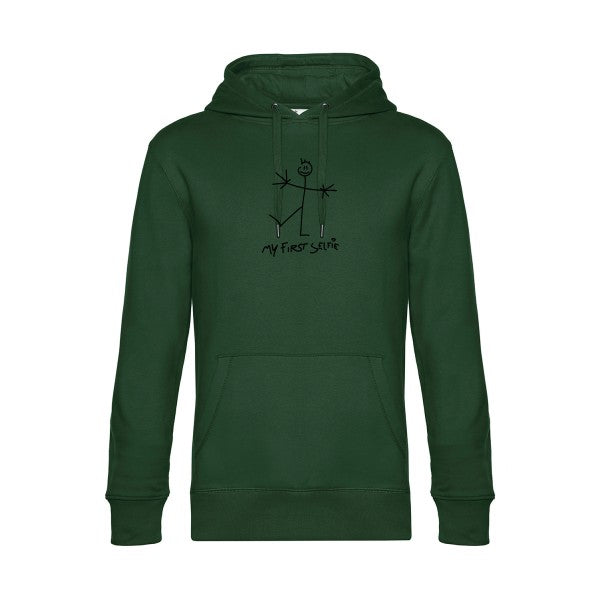 First-Selfie sweat shirt original Bottle Green flex Noir impression Face