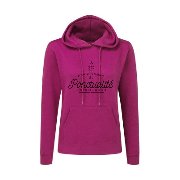 La Ponctualité Noir |Sweat original à capuche Femme