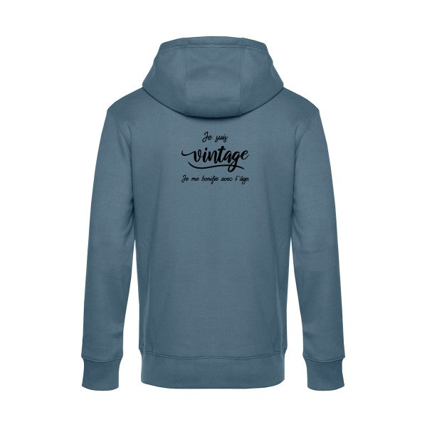 Je-suis-vintage- sweat shirt original nordic blue flex Noir impression Dos