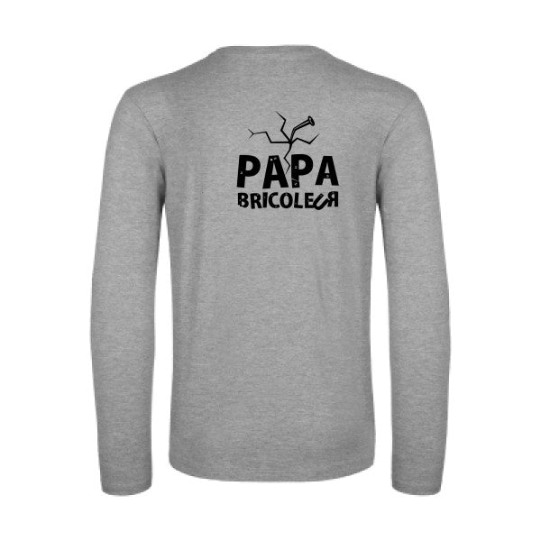 papa bricoleur - t shirt- manches- longues- original- humour- Sport Grey impression Dos