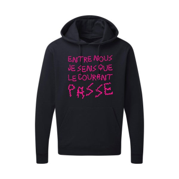 Entre nous, je sens que le courant passe ! |Sweat  capuche humoristique Rose fluo 