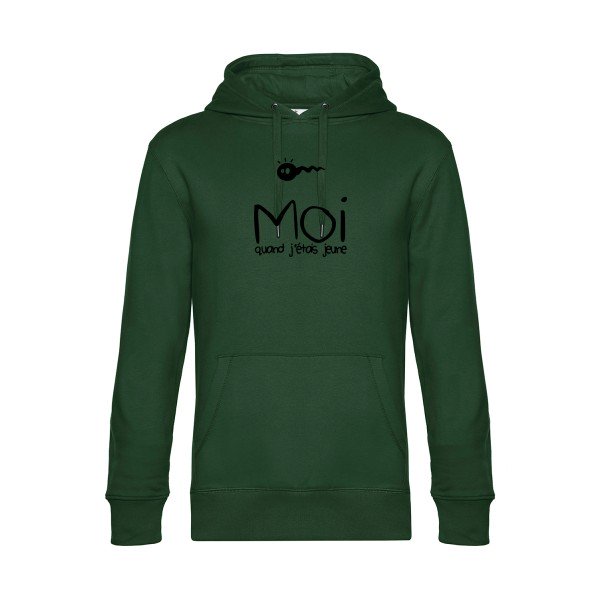 Moi-quand-j-etais-jeune sweat shirt original Bottle Green flex Noir impression Face