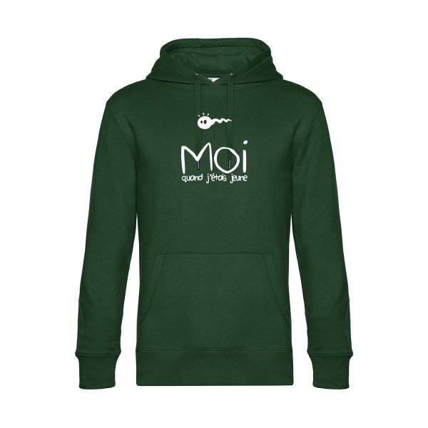 Moi-quand-j-etais-jeune sweat shirt original Bottle Green flex Blanc impression Face