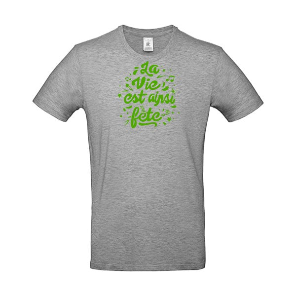 La vie est ainsi fête Flex Vert pomme |E190 T-shirt|Sport Grey||5XL