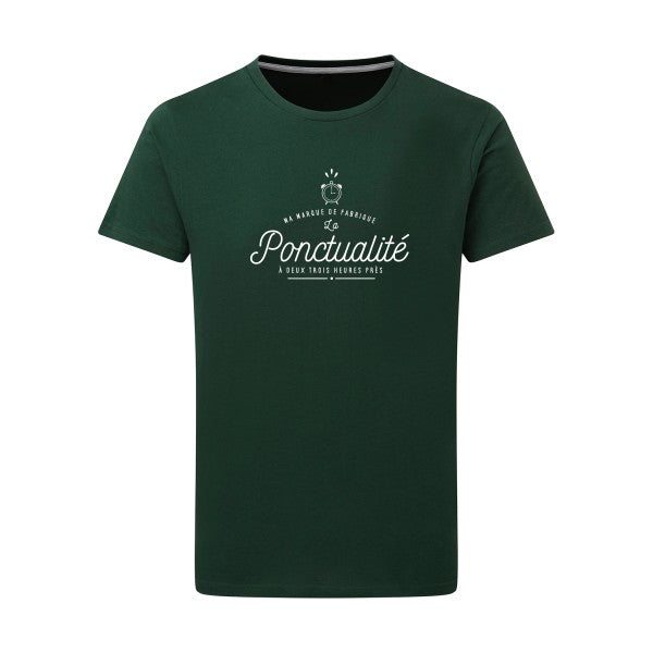 La Ponctualité Blanc -Flex Blanc sur T-shirt SG  Bottle Green  2XL