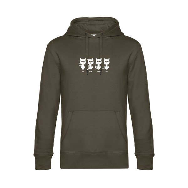 un-deux-trois-cat sweat shirt original Khaki flex Blanc impression Face