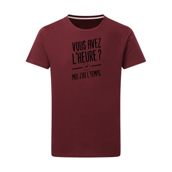 Vous avez l'heure? Moi j'ai l'temps. - Flex noir Tshirt original Burgundy  2XL