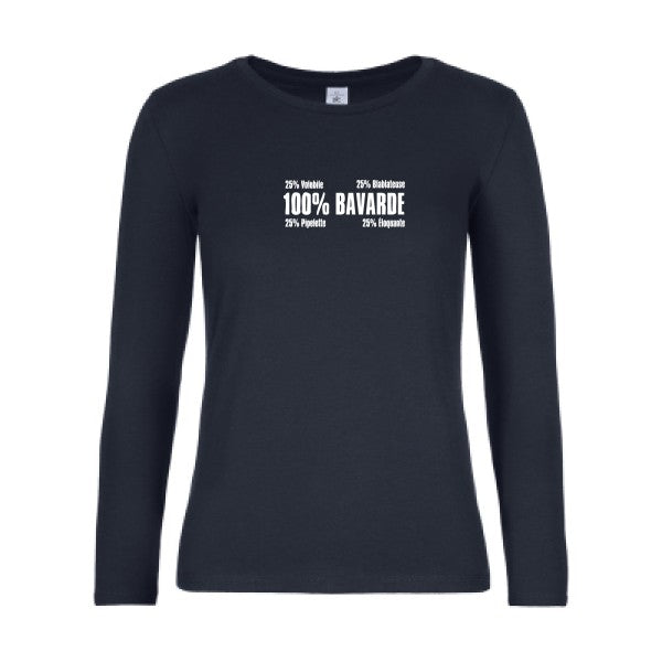 t-shirt lsl femme t-shirt-Bavarde Navy flex blanc
