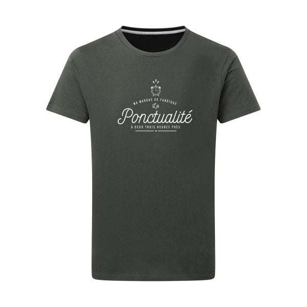 La Ponctualité Blanc -Flex Blanc sur T-shirt SG  Charcoal  5XL