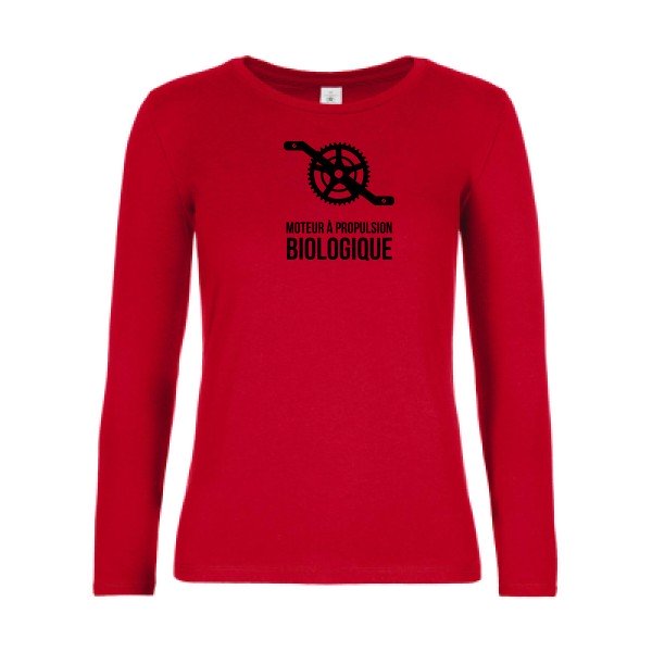 t-shirt lsl femme Cyclisme-&-ecologie Red flex Noir