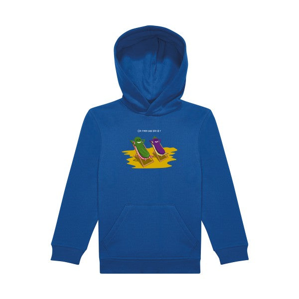 sweat capuche enfant Bleu Royal On-n-est-pas-bio-la-?