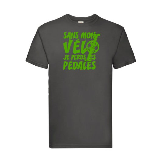 T-shirt|Sans mon vélo, je perds les pédales ! |Vert pomme|Fruit of the loom 205  G