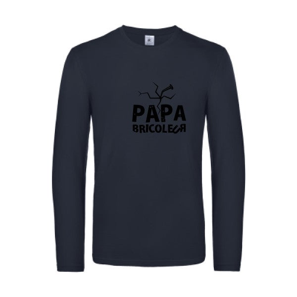papa bricoleur - t shirt- manches- longues- original- humour- Navy impression Face