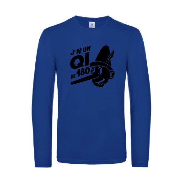 quotient intellectuel - t shirt- manches- longues- original- humour- Royal Blue impression Face