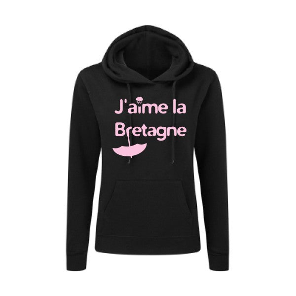 J'aime la Bretagne Rose |Sweat original à capuche Femme